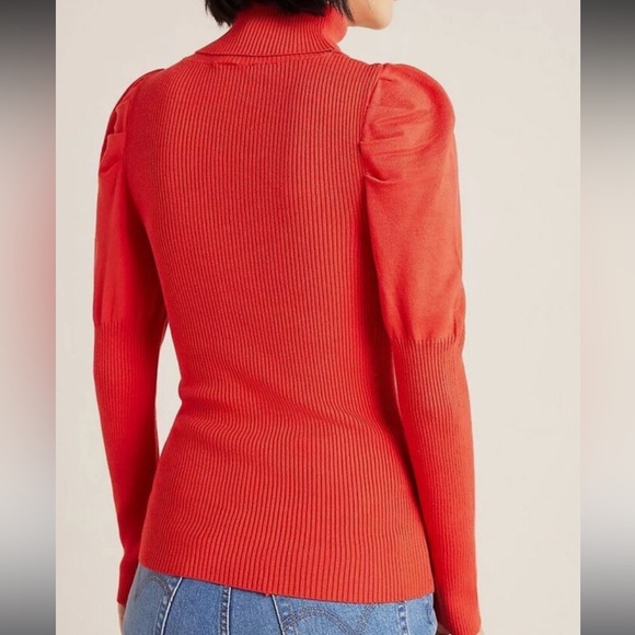 NEW Anthropologie Turtleneck Cecilia Puff-Sleeved Sweater Size S Red - Picture 4 of 6